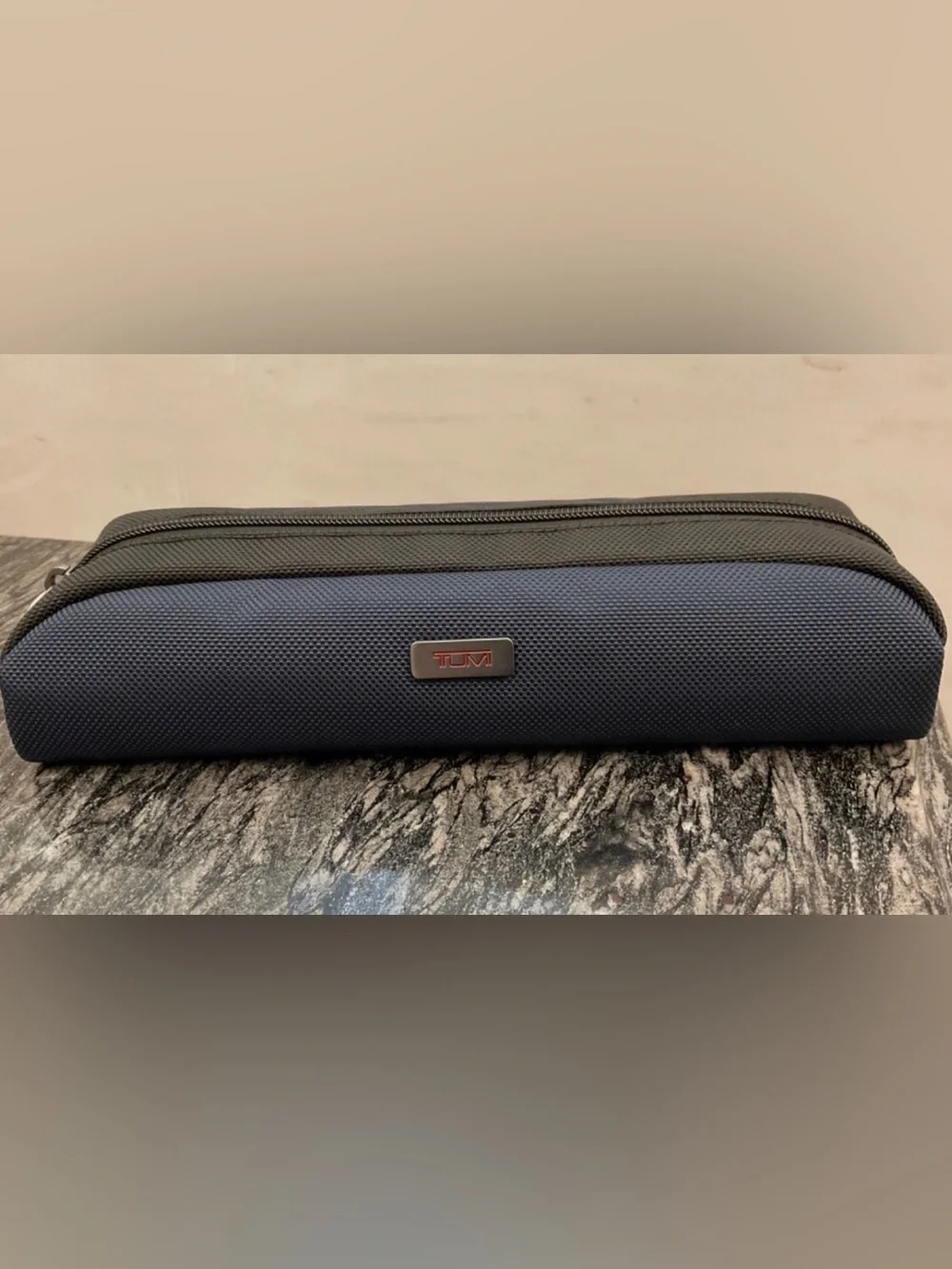 NEW - TUMI Zippered Ballistic Nylon Pencil Case - Cord Pouch - NAVY BLUE & BLACK